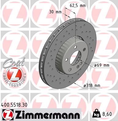 ZIMMERMANN FREN DISKI ON HAVALI 5 BJN 318X30X69,1X64,5 MERCEDES