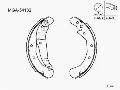 BOSCH FREN PABUC BALATA ARKA OPEL ASTRA G (F69) 1.2 16v LEVYELI 230X42 mm 1998-2005/ASTRA G 1.6 16v- 1998-2005/ASTRA G 1.7 DTI- 1998-2005/ASTRA H 1.3 CDTI- 2004-2010/ASTRA H 1.6i 2004-2010