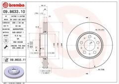 BREMBO ÖN FREN AYNASI VOLVO S60 (00-10) S80 (98-06) V70 (97-07) XC70 (00-07) (285x5DL) KÜÇÜK TİP