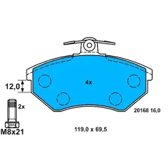RECOVER FREN BALATA ON VW GOLF IV 1.8 1997-2005/GOLF III 1.6i 1991-1999/ GOLF III 1.4i 1991-1999/PASSAT 1.9 TDI 1988-1997/POLO 1.4 1995-2001/CORDOBA 1.4 TDI 1999-2002/IBIZA II (6K1) 1.9 TDI 93-2002