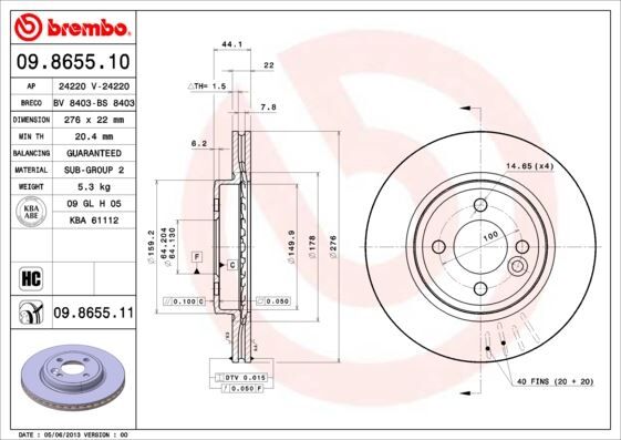 BREMBO FREN DISKI ON MINI R50,R53 2001-2013
