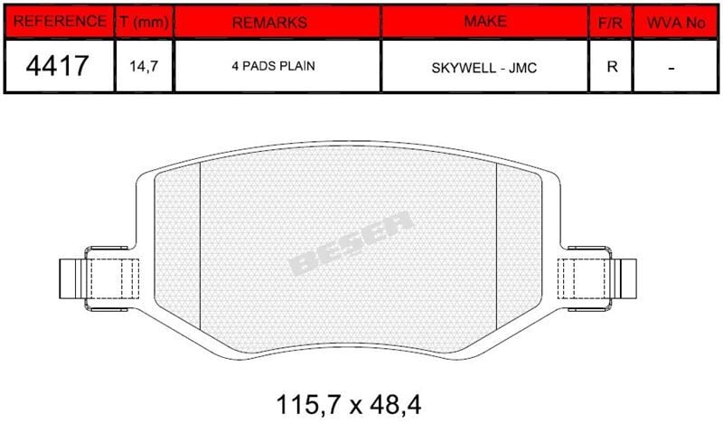 BEŞER FREN BALATASI ARKA SKYWELL ET-5