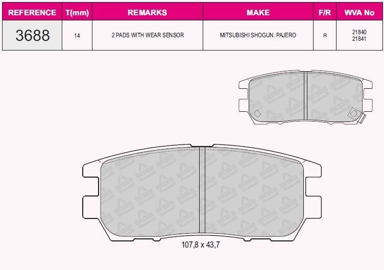 BEŞER FREN BALATA ARKA IKAZLI MITSUBISHI PAJERO II 2.8 TD 1990-1999 / 2.5 TD 1990-1999 / 3.5i 1990-2000 / SPACE GEAR 1.8 MPI 1998-2004/ SPACE GEAR 1.9 DI-D 1998-2004