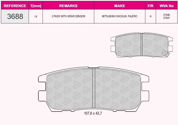 BEŞER FREN BALATA ARKA IKAZLI MITSUBISHI PAJERO II 2.8 TD 1990-1999 / 2.5 TD 1990-1999 / 3.5i 1990-2000 / SPACE GEAR 1.8 MPI 1998-2004/ SPACE GEAR 1.9 DI-D 1998-2004