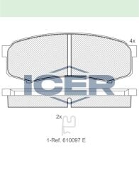 ICER FREN BALATA ARKA TOYOTA LAND CRUISER 90 (_J9_) 3.0 D 1996-2002/ 3.0 D-4D 1996-2002 / 3.0 TD 1996-2002 / MITSUBISHI PAJERO IV (V8W,V9W) 3.2 TD 2007-/ 3.2 DI-D 2007- / 3.8 V6 2007- 4605A389