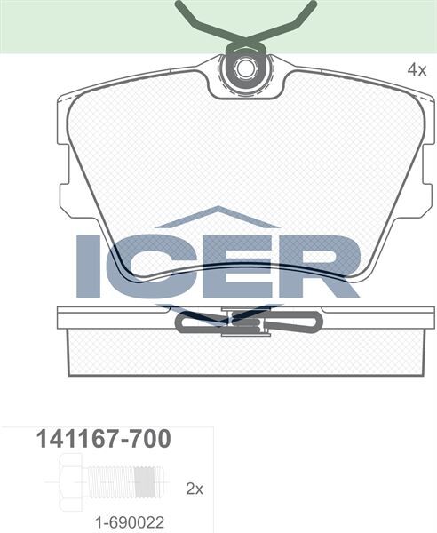 ICER FREN BALATA ARKA RENAULT TRAFIC II 1.9 DCI - 2.0 DCI 2001-2014/ TRAFIC III 1.6 DCI 2014-/ OPEL VIVARO (J7) 1.9 DI -2.0 CDTI - 2.5 DTI 2002-2014/VIVARO (X83) 2.0 CDTI 2015- 701615117