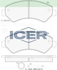 ICER FREN BALATA ON CIFT FISLI FIAT DUCATO III 2006- / PEUGEOT BOXER III 2006-/ CITROEN JUMPER III 2006-/ KARSAN JEST 2012- / DUCATO 2024- 425374