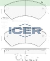 ICER FREN BALATA ON CIFT FISLI FIAT DUCATO III 2006- / PEUGEOT BOXER III 2006-/ CITROEN JUMPER III 2006-/ KARSAN JEST 2012- / DUCATO 2024- 425374