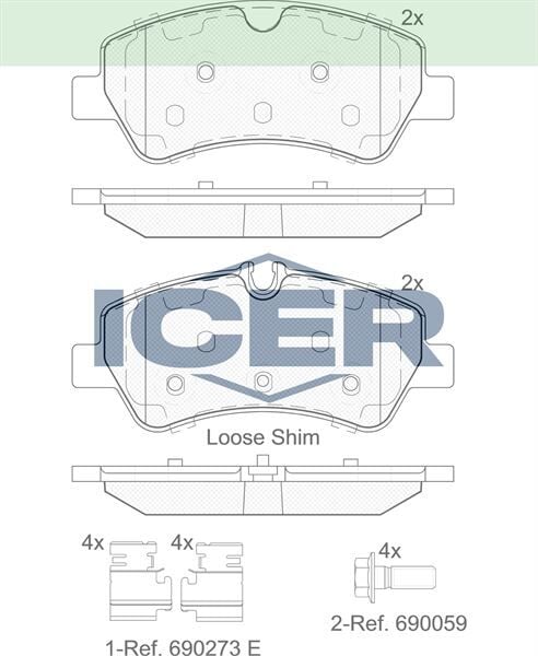 ICER FREN BALATA ARKA FISLI FORD TRANSIT CUSTOM (V362) 2.2 TDCI 2012- 03H17D03