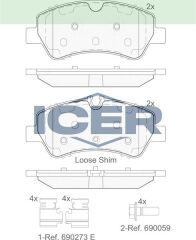 ICER FREN BALATA ARKA FISLI FORD TRANSIT CUSTOM (V362) 2.2 TDCI 2012- 03H17D03