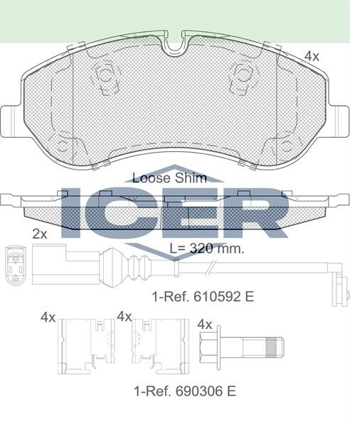 ICER FREN BALATA ON FISLI FORD TRANSIT CUSTOM (V362) 2.2 TDCI 2012-/TRANSIT (V363) 2.2 TDCI 2014- 1763915