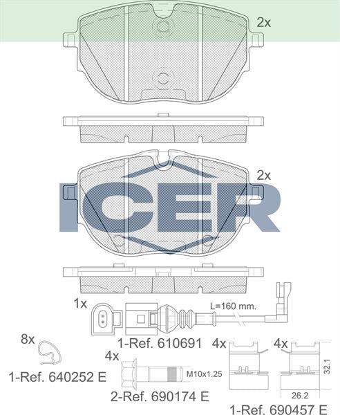 ICER FREN BALATA ON FISLI VOLKSWAGEN TRANSPORTER VI 2.0 TDI 2018- 7LA698151