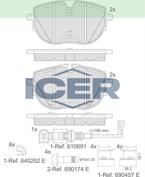 ICER FREN BALATA ON FISLI VOLKSWAGEN TRANSPORTER VI 2.0 TDI 2018- 7LA698151
