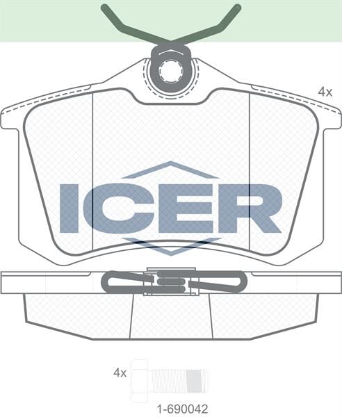 ICER FREN BALATA ARKA 17,4mm GOLF IV-V-VI/JETTA V-VI/POLO III-IV-V-VI/CADDY III/CLIO III/MEGANE III-IV/207/208/307/308/PARTNER/C3 II-III/C4 II/A3 II/A4II-III/A6 II/LEON II-III/IBIZA III-IV/CROSSLAND 1H0698451D