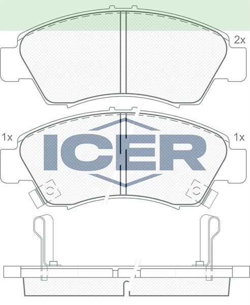 ICER FREN BALATA ON IKAZLI HONDA CIVIC VI 1.4i 1995-2001 / CIVIC VI 1.5i 1995-2001 / CITY 1.4i 2006- / JAZZ II (GD) 1.4i 2002-2004 586005262