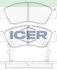 ICER FREN BALATA ON IKAZLI HONDA CIVIC VI 1.4i 1995-2001 / CIVIC VI 1.5i 1995-2001 / CITY 1.4i 2006- / JAZZ II (GD) 1.4i 2002-2004 586005262