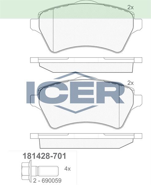 ICER FREN BALATA ON LAND ROVER FREELANDER (LN) 2.5i 1998-2007 LR021899