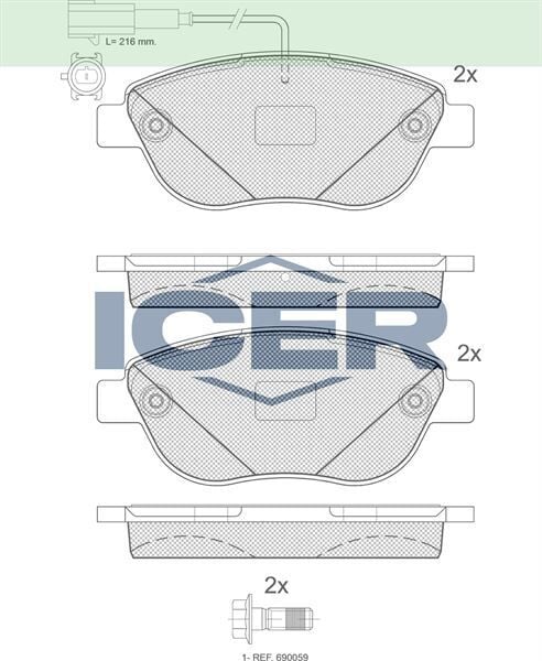 ICER FREN BALATA ON CIFT FISLI FIAT DOBLO 1.3 MJT 90 HP 2010-/G.PUNTO 1.3 MJT 2005-2012/LINEA 1.4T-JET 120 HP 2007-/LINEA 1.6 MJT 120 HP 2007-/BRAVO II 1.4 T-JET 2006-/OPEL COMBO D 1.6 CDTI 2012- 1605354