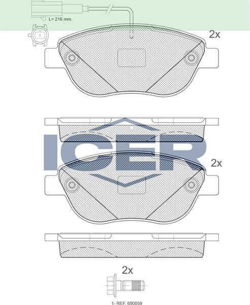 ICER FREN BALATA ON CIFT FISLI FIAT DOBLO 1.3 MJT 90 HP 2010-/G.PUNTO 1.3 MJT 2005-2012/LINEA 1.4T-JET 120 HP 2007-/LINEA 1.6 MJT 120 HP 2007-/BRAVO II 1.4 T-JET 2006-/OPEL COMBO D 1.6 CDTI 2012- 1605354