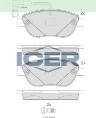 ICER FREN BALATA ON CIFT FISLI FIAT DOBLO 1.3 MJT 90 HP 2010-/G.PUNTO 1.3 MJT 2005-2012/LINEA 1.4T-JET 120 HP 2007-/LINEA 1.6 MJT 120 HP 2007-/BRAVO II 1.4 T-JET 2006-/OPEL COMBO D 1.6 CDTI 2012- 1605354