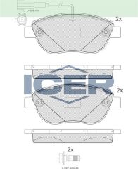 ICER FREN BALATA ON CIFT FISLI FIAT DOBLO 1.3 MJT 90 HP 2010-/G.PUNTO 1.3 MJT 2005-2012/LINEA 1.4T-JET 120 HP 2007-/LINEA 1.6 MJT 120 HP 2007-/BRAVO II 1.4 T-JET 2006-/OPEL COMBO D 1.6 CDTI 2012- 1605354