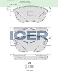 ICER FREN BALATA ON CIFT FISLI FIAT DOBLO 1.3 MJT 90 HP 2010-/G.PUNTO 1.3 MJT 2005-2012/LINEA 1.4T-JET 120 HP 2007-/LINEA 1.6 MJT 120 HP 2007-/BRAVO II 1.4 T-JET 2006-/OPEL COMBO D 1.6 CDTI 2012- 1605354