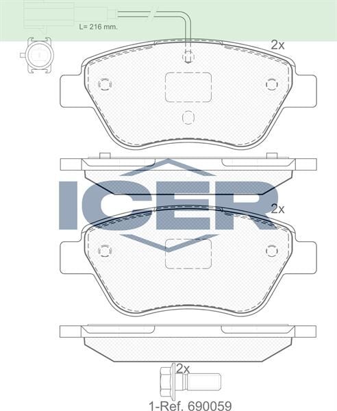 ICER FREN BALATA ON CIFT FISLI FIAT LINEA 1.4 2010-/LINEA 1.6 MJT 2010-/PUNTO EVO 1.3 MJT 2009-2012/ALFA ROMEO MITO 1.6 JTD 2008-/MITO 1.4 T 2008-/CITROEN NEMO 1.3 HDI 2007-/BIPPER 1.3 HDI 2008-1605153