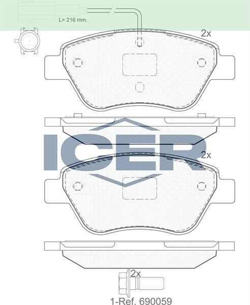 ICER FREN BALATA ON CIFT FISLI FIAT LINEA 1.4 2010-/LINEA 1.6 MJT 2010-/PUNTO EVO 1.3 MJT 2009-2012/ALFA ROMEO MITO 1.6 JTD 2008-/MITO 1.4 T 2008-/CITROEN NEMO 1.3 HDI 2007-/BIPPER 1.3 HDI 2008-1605153