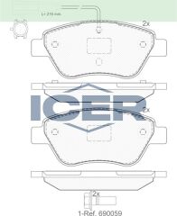 ICER FREN BALATA ON CIFT FISLI FIAT LINEA 1.4 2010-/LINEA 1.6 MJT 2010-/PUNTO EVO 1.3 MJT 2009-2012/ALFA ROMEO MITO 1.6 JTD 2008-/MITO 1.4 T 2008-/CITROEN NEMO 1.3 HDI 2007-/BIPPER 1.3 HDI 2008-1605153