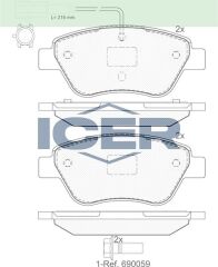 ICER FREN BALATA ON CIFT FISLI FIAT LINEA 1.4 2010-/LINEA 1.6 MJT 2010-/PUNTO EVO 1.3 MJT 2009-2012/ALFA ROMEO MITO 1.6 JTD 2008-/MITO 1.4 T 2008-/CITROEN NEMO 1.3 HDI 2007-/BIPPER 1.3 HDI 2008-1605153