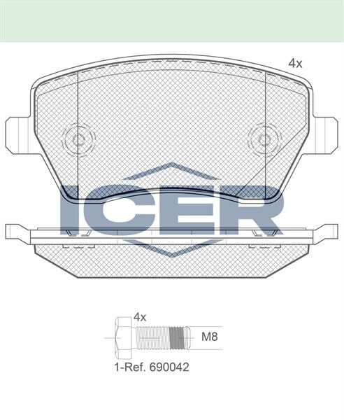 ICER FREN BALATA ON CLIO III 1.2i 16v 2005-2012/CLIO III 1.4i 16v 2005-2012/ CLIO III 1.5 DCI 2005-2012/DUSTER 1.5 DCI 2012-/DOKKER 1.5 DCI 2012-/LODGY 1.5 DCI 2012-/MICRA 1.2i 16v 03-2010 410601797R