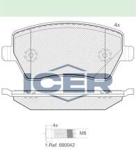 ICER FREN BALATA ON CLIO III 1.2i 16v 2005-2012/CLIO III 1.4i 16v 2005-2012/ CLIO III 1.5 DCI 2005-2012/DUSTER 1.5 DCI 2012-/DOKKER 1.5 DCI 2012-/LODGY 1.5 DCI 2012-/MICRA 1.2i 16v 03-2010 410601797R