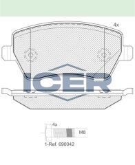 ICER FREN BALATA ON CLIO III 1.2i 16v 2005-2012/CLIO III 1.4i 16v 2005-2012/ CLIO III 1.5 DCI 2005-2012/DUSTER 1.5 DCI 2012-/DOKKER 1.5 DCI 2012-/LODGY 1.5 DCI 2012-/MICRA 1.2i 16v 03-2010 410601797R