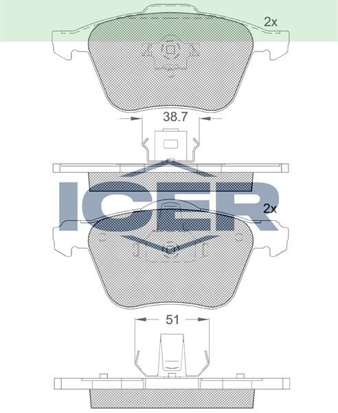 ICER FREN BALATA ON VOLVO XC90 I 2.5 T 2002-2014 / XC90 I 3.2i 2002-2014 / XC90 I D3 2002-2014/ S40 II T5 2004-2012 / S40 II 1.6i 2004-2012 / S40 II 2.0i 2004-2012 / C70 II 2.4i 2006- 274285