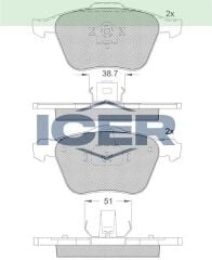 ICER FREN BALATA ON VOLVO XC90 I 2.5 T 2002-2014 / XC90 I 3.2i 2002-2014 / XC90 I D3 2002-2014/ S40 II T5 2004-2012 / S40 II 1.6i 2004-2012 / S40 II 2.0i 2004-2012 / C70 II 2.4i 2006- 274285