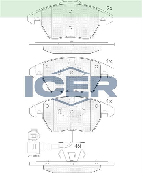 ICER FREN BALATA ON FISLI VW GOLF V 1.4 TSI 2003-2009/JETTA IV 1.6 TDI 2011-/SCIROCCO 1.4 TSI 2008-/CADDY III 2.0 TDI 04-2015/ LEON 1.4 TSI 2005-2012/YETI 1.2 TSI 2009-/ SUPERB 1.9 TDI 2002-2010 1K0698151C