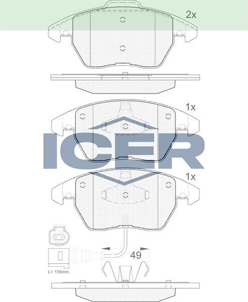 ICER FREN BALATA ON FISLI VW GOLF V 1.4 TSI 2003-2009/JETTA IV 1.6 TDI 2011-/SCIROCCO 1.4 TSI 2008-/CADDY III 2.0 TDI 04-2015/ LEON 1.4 TSI 2005-2012/YETI 1.2 TSI 2009-/ SUPERB 1.9 TDI 2002-2010 1K0698151C