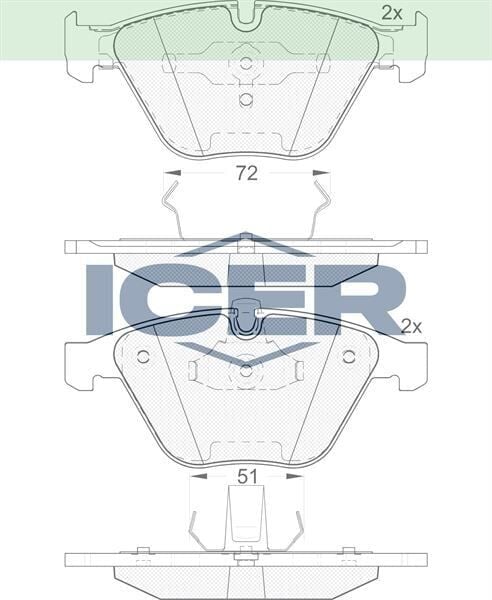 ICER FREN BALATA ON BMW 3 SERISI (E90) 330 Xi 2005-2011/(E92) COUPE 330 D 2005-2011/5 SERISI (E60) 530 D 2003-2010/X1 (E84) 2.0 D 2011-/X1 (E84) 1.6i 2011-/7 SERISI (E65) 730 Li 2001-2009 34111763089