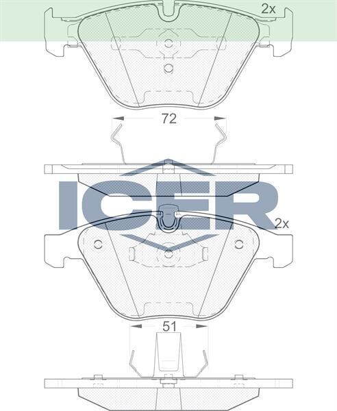 ICER FREN BALATA ON BMW 3 SERISI (E90) 330 Xi 2005-2011/(E92) COUPE 330 D 2005-2011/5 SERISI (E60) 530 D 2003-2010/X1 (E84) 2.0 D 2011-/X1 (E84) 1.6i 2011-/7 SERISI (E65) 730 Li 2001-2009 34111763089