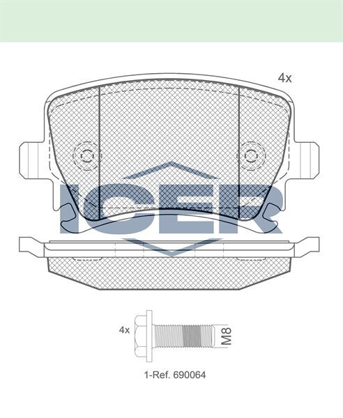 ICER FREN BALATA ARKA GOLF V 1.4 TSI 2003-2009/ CADDY III 2.0 SDI 2004-2015/JETTA III 1.6 FSI 2005-2010/TIGUAN 1.4 TSI 2016-/ PASSAT 1.4 TSI 2005-2008/ A3 1.6 2003-2012/ LEON 1.4 TSI 2005-2012 1K0698451