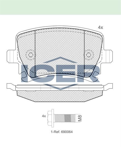 ICER FREN BALATA ARKA GOLF V 1.4 TSI 2003-2009/ CADDY III 2.0 SDI 2004-2015/JETTA III 1.6 FSI 2005-2010/TIGUAN 1.4 TSI 2016-/ PASSAT 1.4 TSI 2005-2008/ A3 1.6 2003-2012/ LEON 1.4 TSI 2005-2012 1K0698451