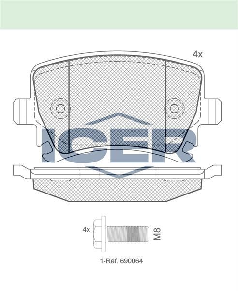 ICER FREN BALATA ARKA GOLF V 1.4 TSI 2003-2009/ CADDY III 2.0 SDI 2004-2015/JETTA III 1.6 FSI 2005-2010/TIGUAN 1.4 TSI 2016-/ PASSAT 1.4 TSI 2005-2008/ A3 1.6 2003-2012/ LEON 1.4 TSI 2005-2012 1K0698451
