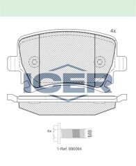 ICER FREN BALATA ARKA GOLF V 1.4 TSI 2003-2009/ CADDY III 2.0 SDI 2004-2015/JETTA III 1.6 FSI 2005-2010/TIGUAN 1.4 TSI 2016-/ PASSAT 1.4 TSI 2005-2008/ A3 1.6 2003-2012/ LEON 1.4 TSI 2005-2012 1K0698451