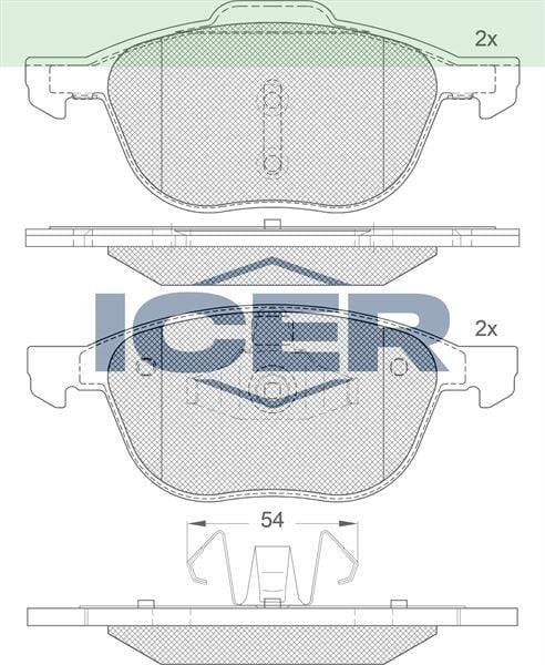 ICER FREN BALATA ON FORD FOCUS II 1.6i 2004-2011/ FOCUS II 1.6 TDCI 2004-2011/ C-MAX I 1.6 TDCI 2007-2011/ FOCUS III 1.6 TDCI 11-2015/ KUGA I 1.6 08-2013/ MAZDA 3 1.4i 03-2009/ S40 II 1.6i 04-2012 1223682