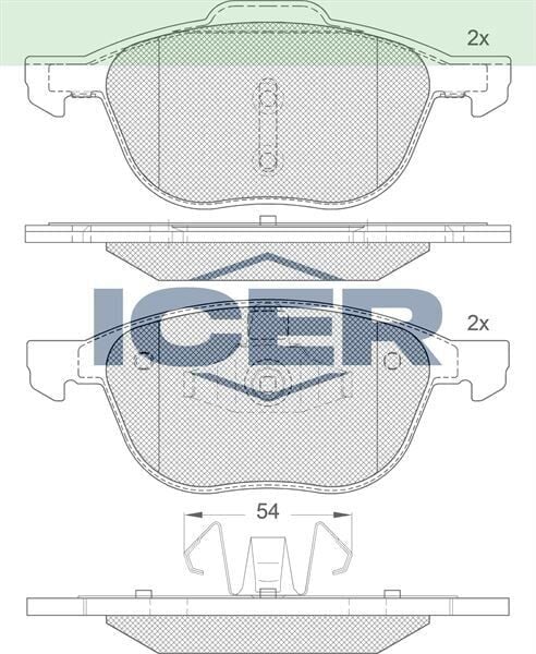 ICER FREN BALATA ON FORD FOCUS II 1.6i 2004-2011/ FOCUS II 1.6 TDCI 2004-2011/ C-MAX I 1.6 TDCI 2007-2011/ FOCUS III 1.6 TDCI 11-2015/ KUGA I 1.6 08-2013/ MAZDA 3 1.4i 03-2009/ S40 II 1.6i 04-2012 1223682