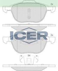 ICER FREN BALATA ON FORD FOCUS II 1.6i 2004-2011/ FOCUS II 1.6 TDCI 2004-2011/ C-MAX I 1.6 TDCI 2007-2011/ FOCUS III 1.6 TDCI 11-2015/ KUGA I 1.6 08-2013/ MAZDA 3 1.4i 03-2009/ S40 II 1.6i 04-2012 1223682