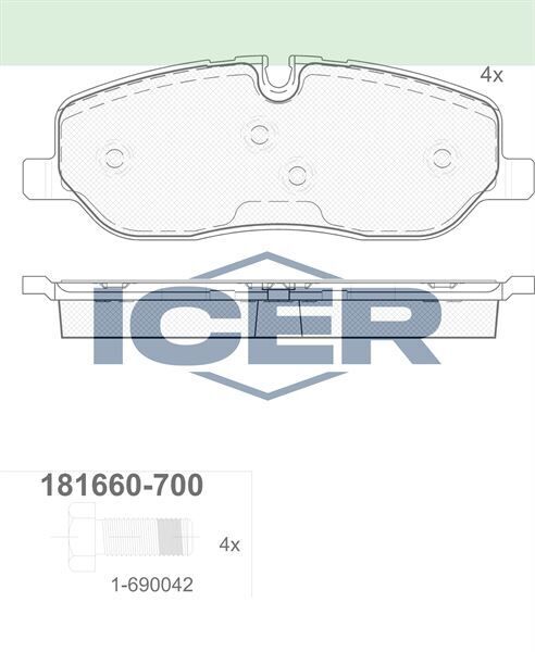 ICER FREN BALATA ON LAND ROVER RANGEROVER III 3.0 TD 6 2002-2012 / LAND ROVER DISCOVERY (TAA) 2.7 TD 2004-2010 LR019618