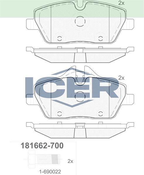 ICER FREN BALATA ON BMW 1 SERISI (E87) 116 i 2003-2012 / 118 i 2003-2012/ 118 D 2003-2012 / MINI COOPER ONE 1.6i 2010-/ MINI COOPER ONE 1.6i 2010-/ MINI COOPER ONE 1.6 D 2010- 34106874809