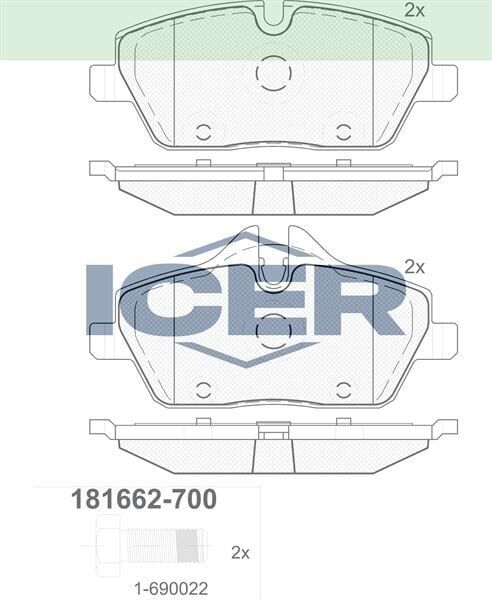 ICER FREN BALATA ON BMW 1 SERISI (E87) 116 i 2003-2012 / 118 i 2003-2012/ 118 D 2003-2012 / MINI COOPER ONE 1.6i 2010-/ MINI COOPER ONE 1.6i 2010-/ MINI COOPER ONE 1.6 D 2010- 34106874809