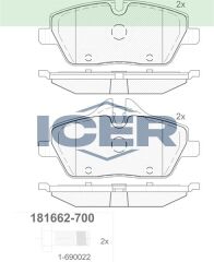 ICER FREN BALATA ON BMW 1 SERISI (E87) 116 i 2003-2012 / 118 i 2003-2012/ 118 D 2003-2012 / MINI COOPER ONE 1.6i 2010-/ MINI COOPER ONE 1.6i 2010-/ MINI COOPER ONE 1.6 D 2010- 34106874809